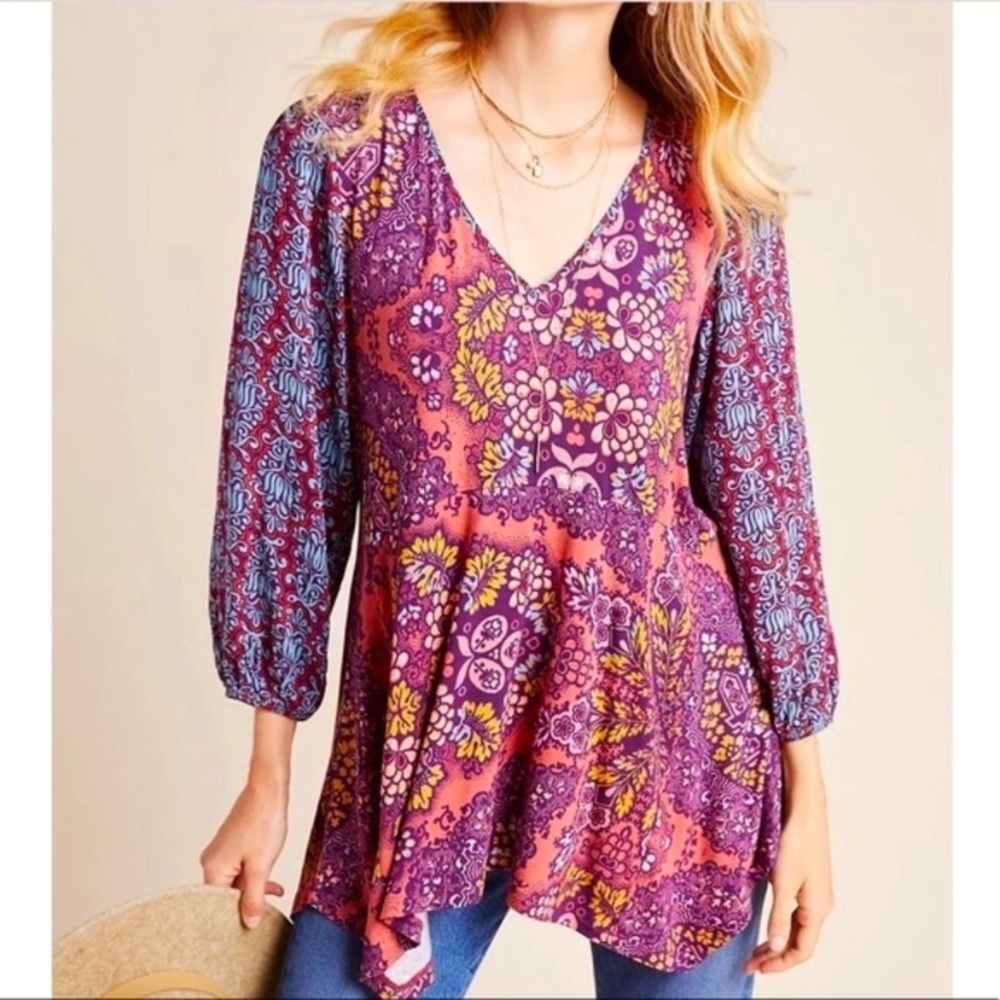 Anthropologie Maeve Marielle Boho Tunic Top Size XS Women’s
